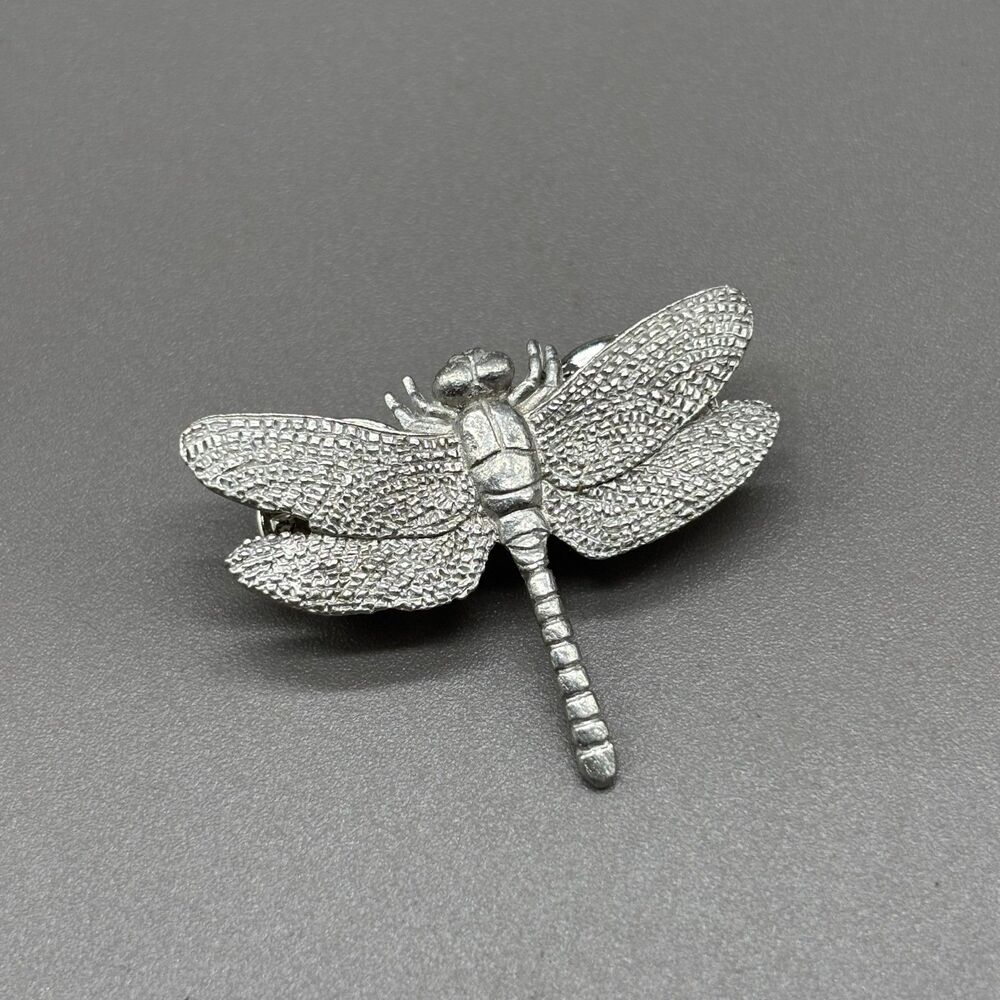 Vintage Dragonfly Pewter Pin GG Harris 1999 Insect Brooch Nature Jewelry